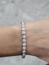 6.63Ct White Gold Bezel Set Round Lab Diamond 7" Bracelet