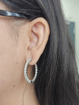 3.8ct White Gold Lab Diamond In & Out Hoops