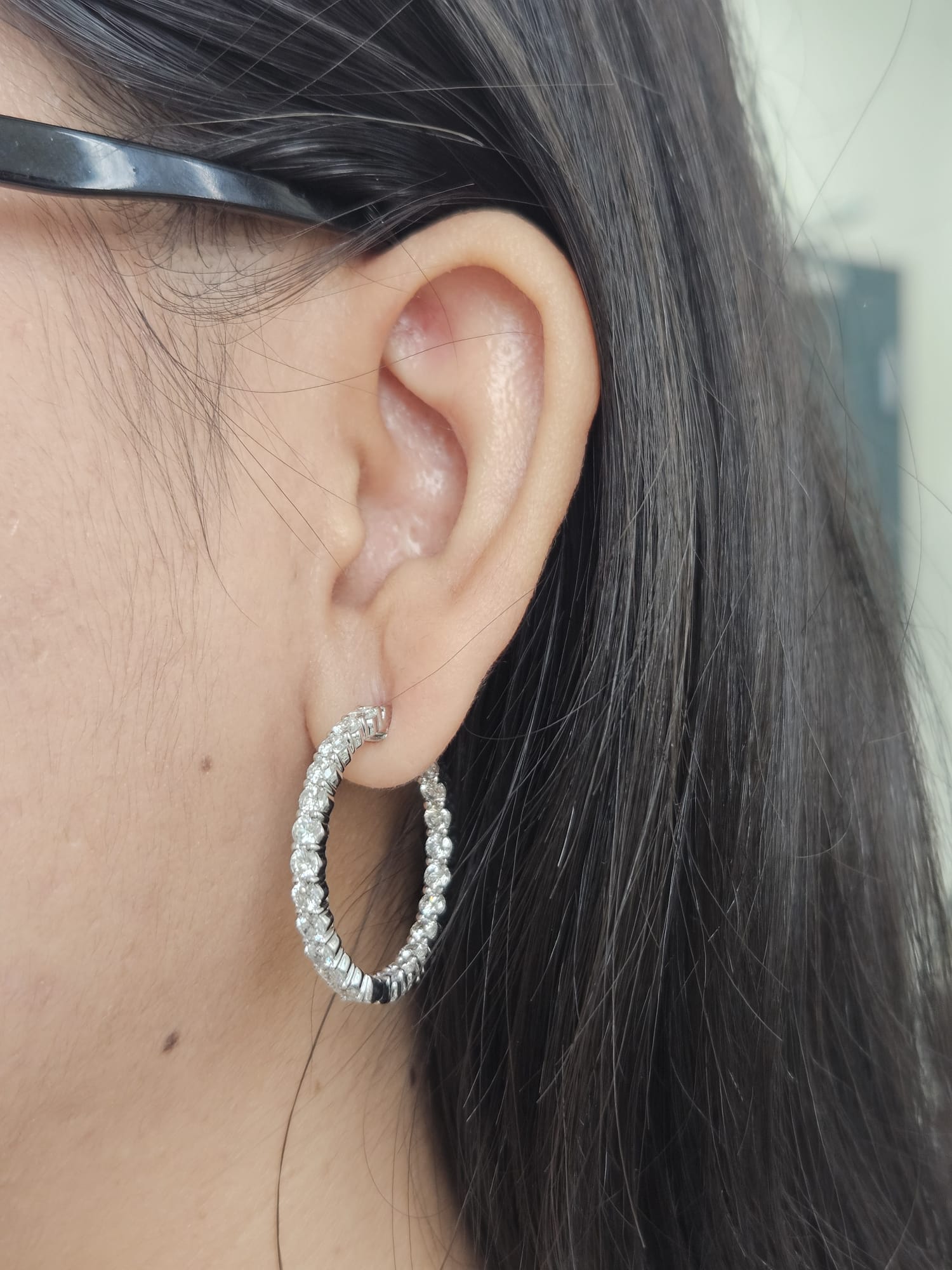3.8ct White Gold Lab Diamond In & Out Hoops