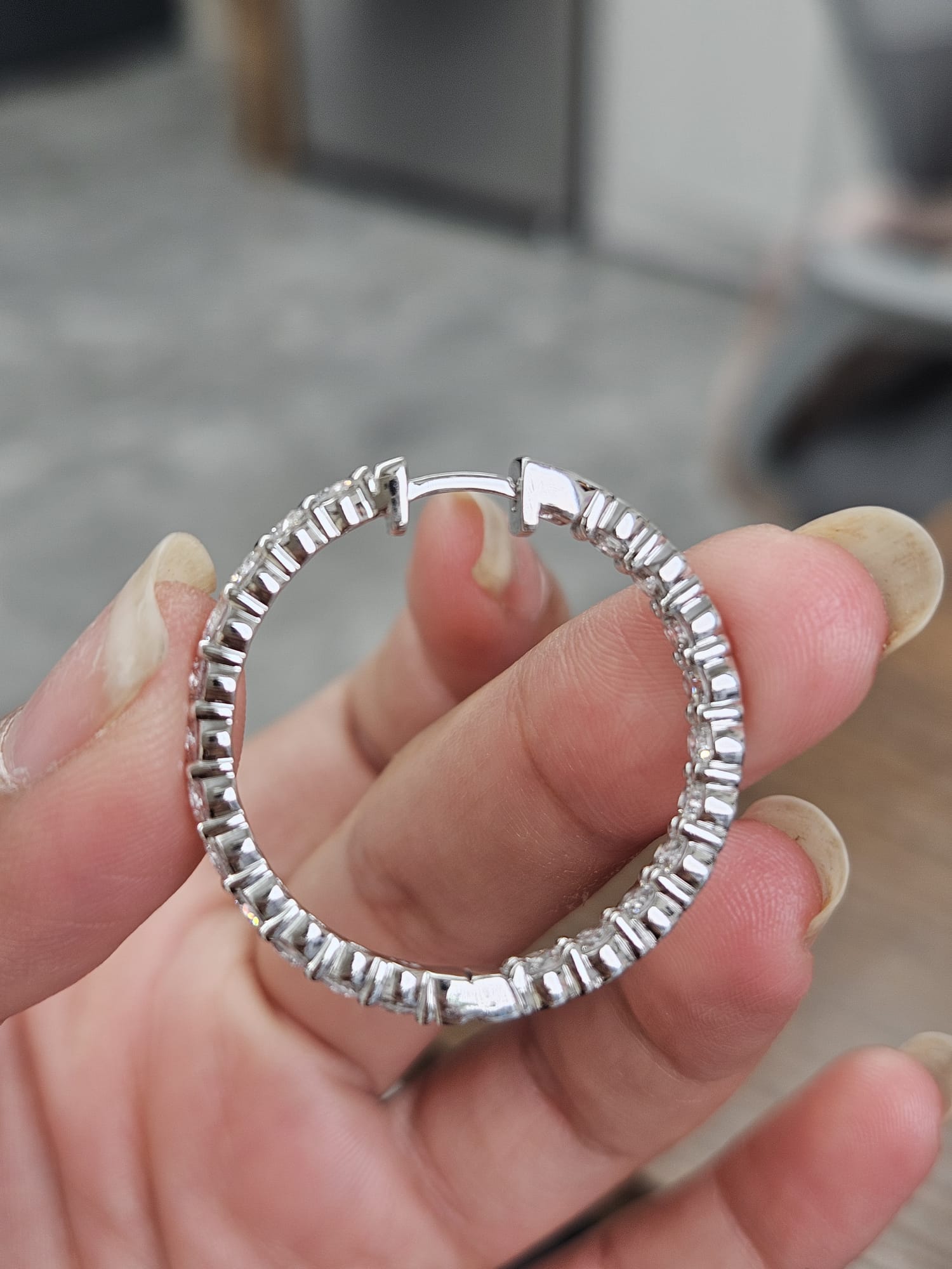 3.8ct White Gold Lab Diamond In & Out Hoops