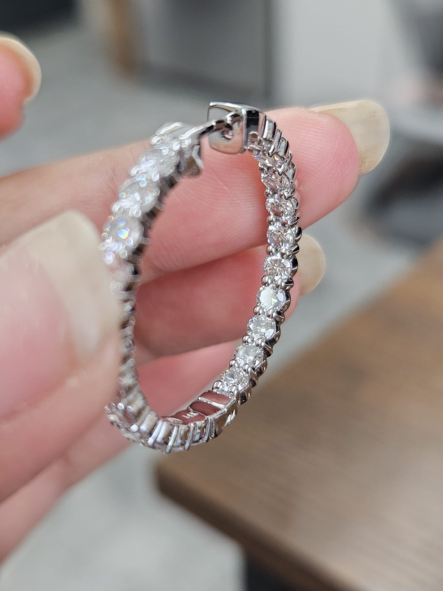 3.8ct White Gold Lab Diamond In & Out Hoops