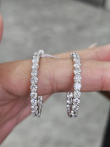 3.8ct White Gold Lab Diamond In & Out Hoops