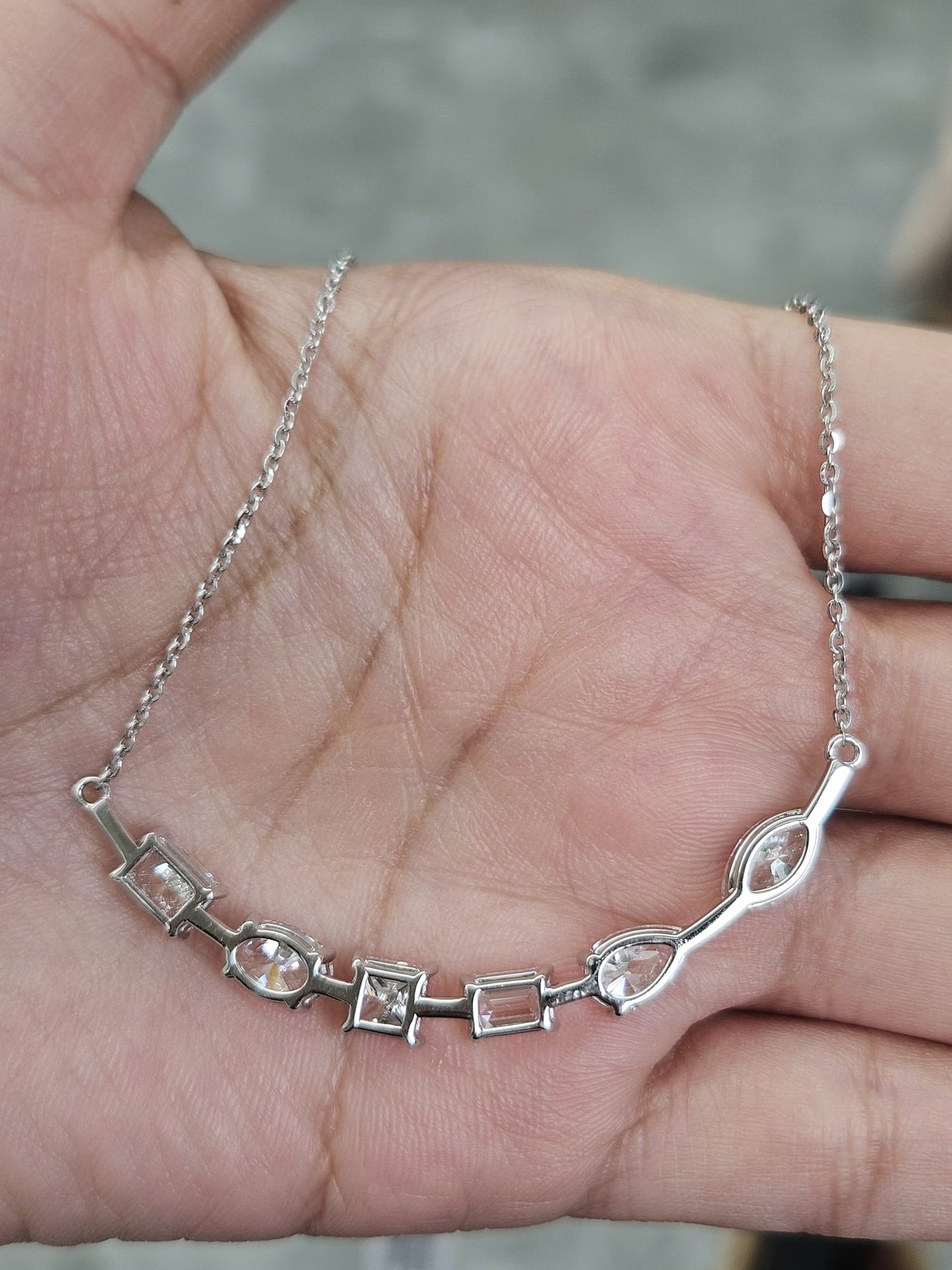 4.49ct White Gold Multi Shape Lab Diamond 16" Necklace