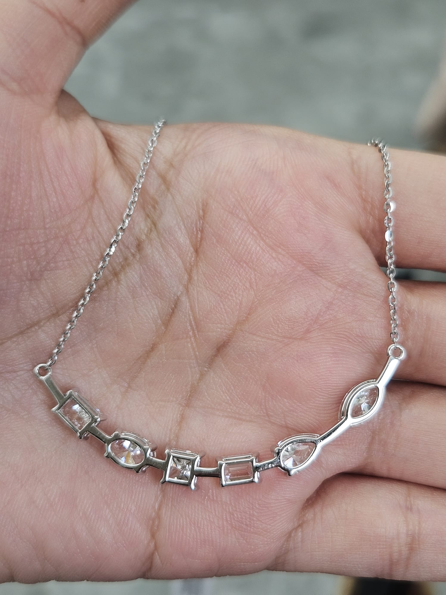 4.49ct White Gold Multi Shape Lab Diamond 16" Necklace