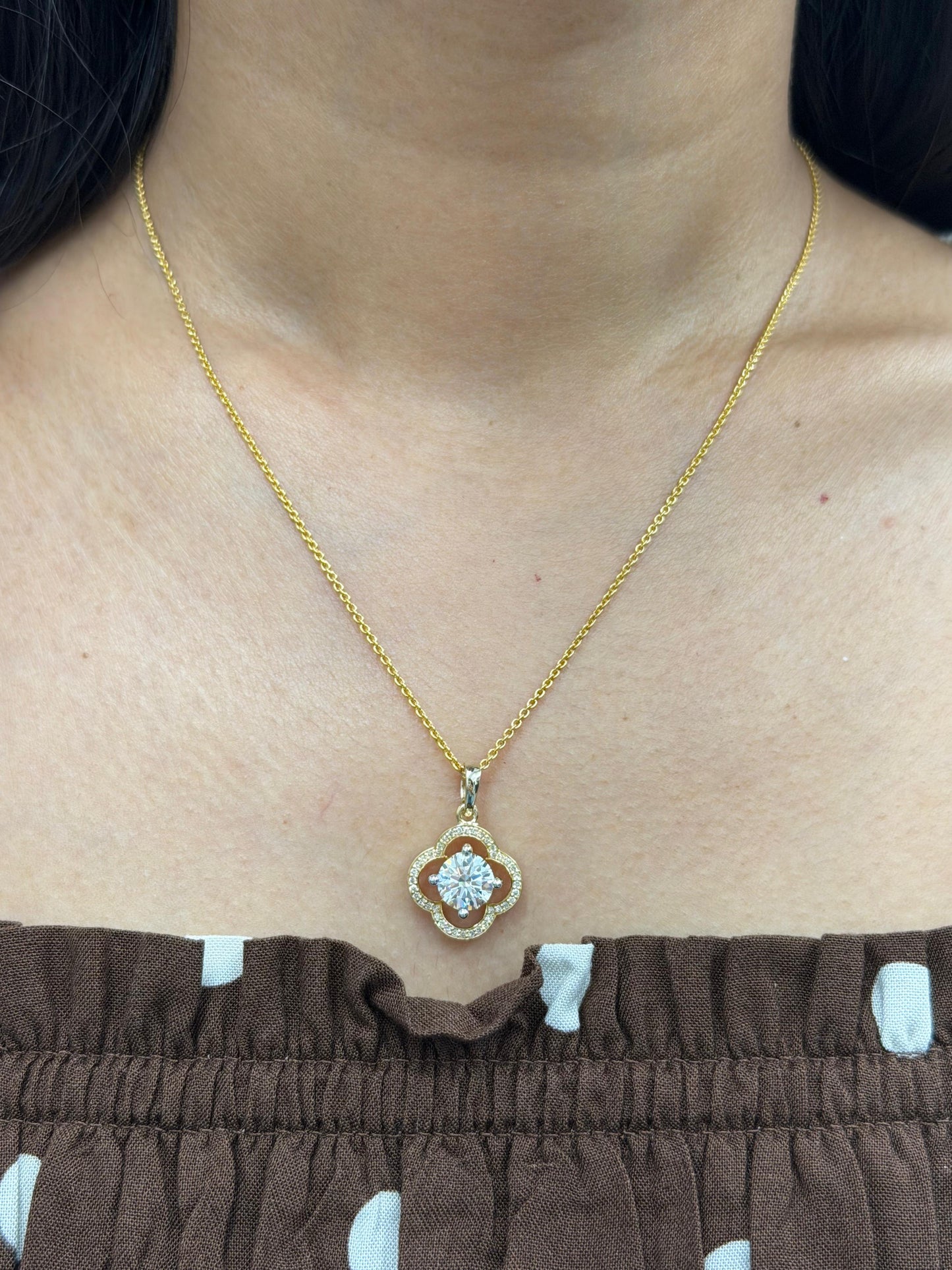 1.67ct Yellow Gold Lab Diamond 16.75" Necklace