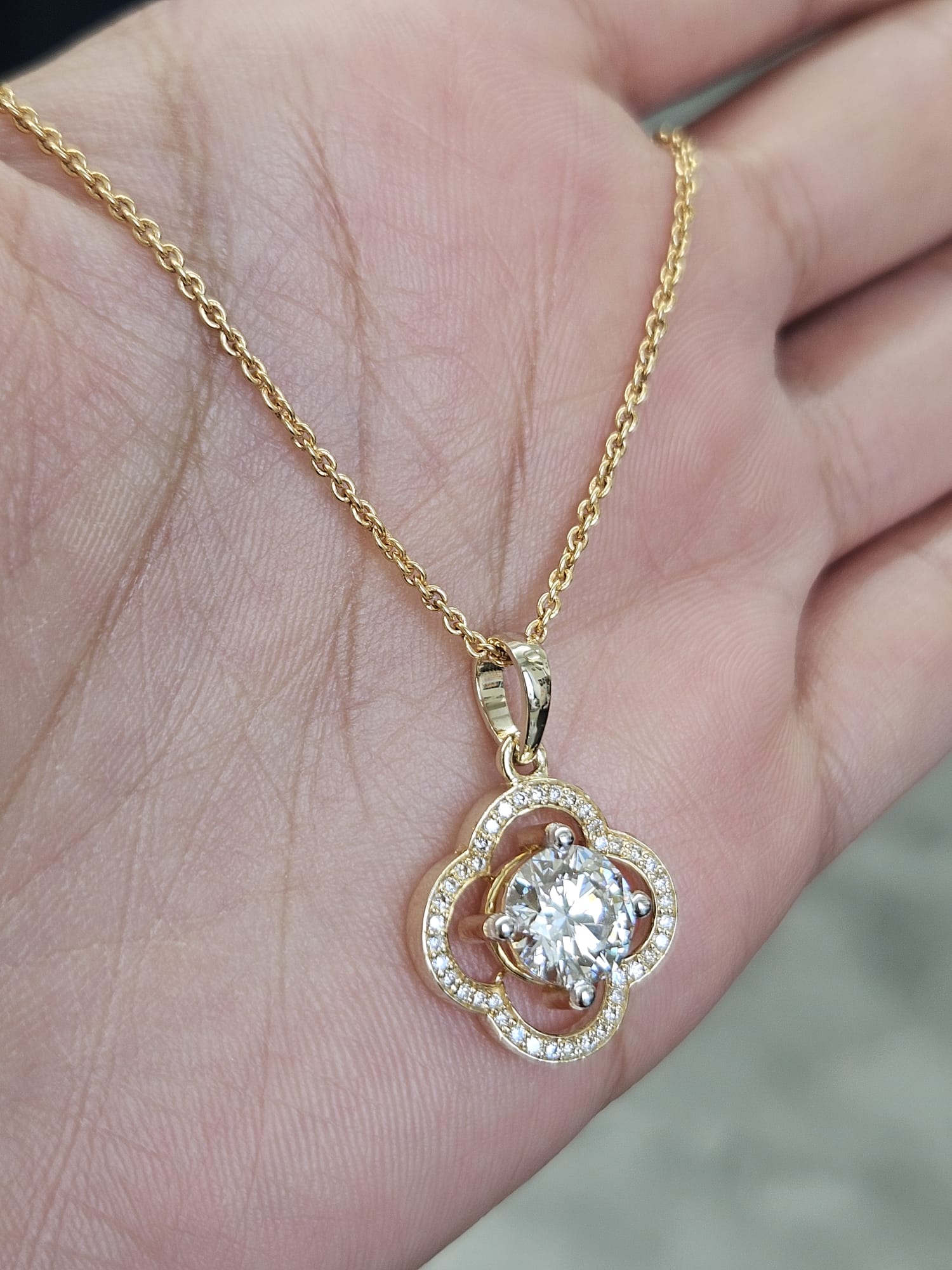 1.67ct Yellow Gold Lab Diamond 16.75" Necklace