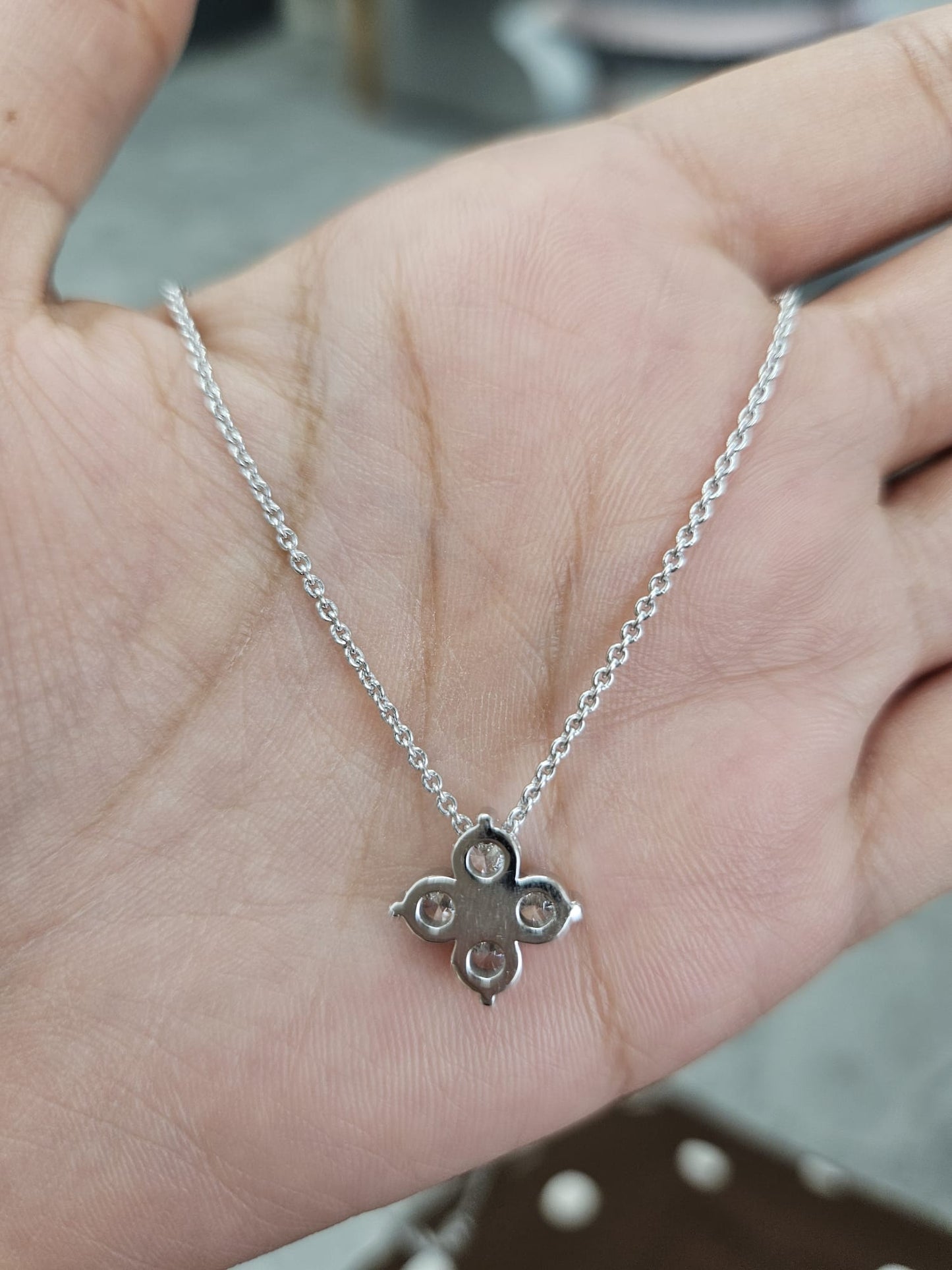 1.28ct White Gold Flower Lab Diamond 16.75" Necklace