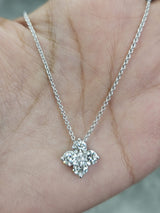 1.28ct White Gold Flower Lab Diamond 16.75" Necklace