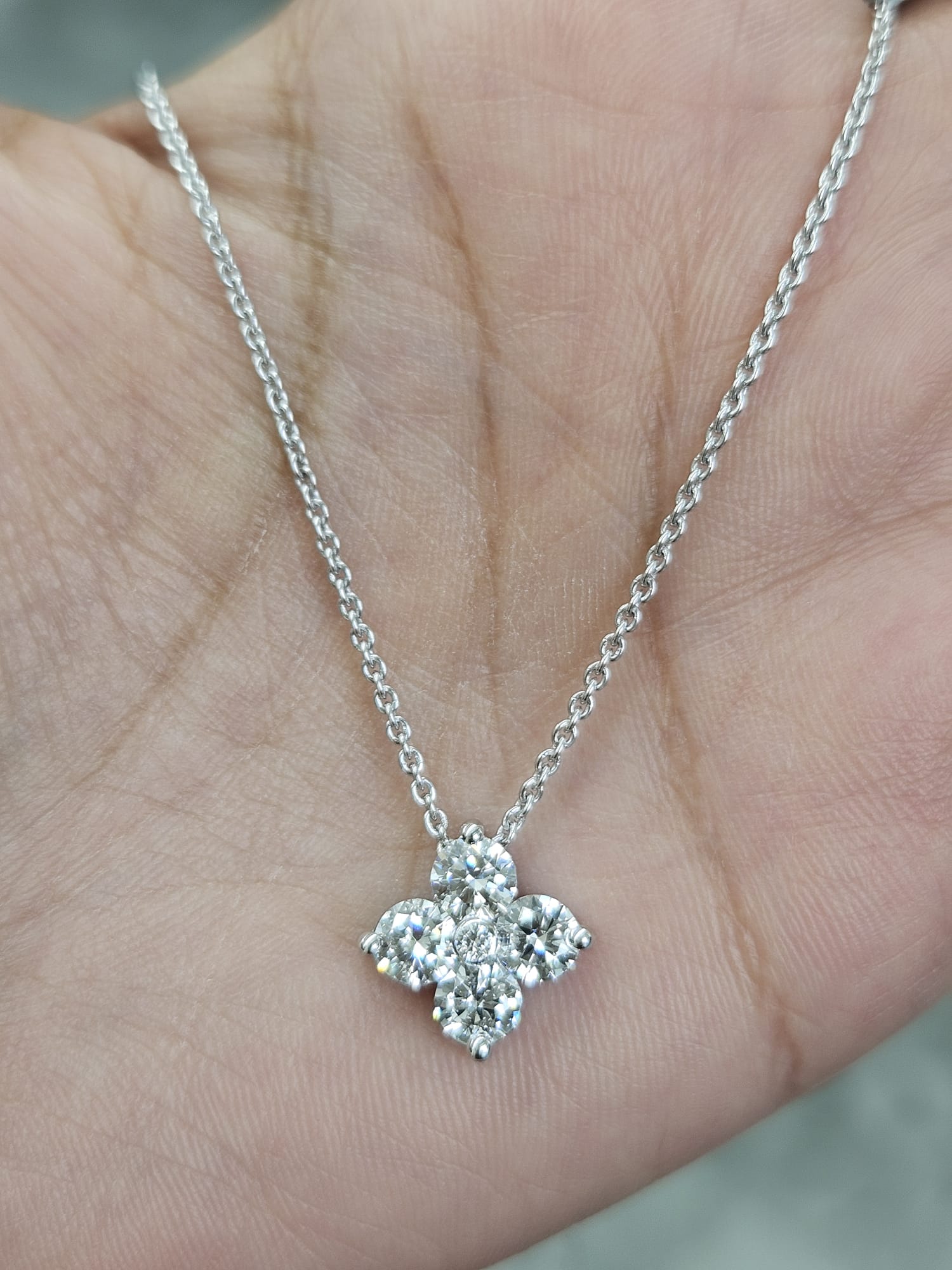1.28ct White Gold Flower Lab Diamond 16.75" Necklace