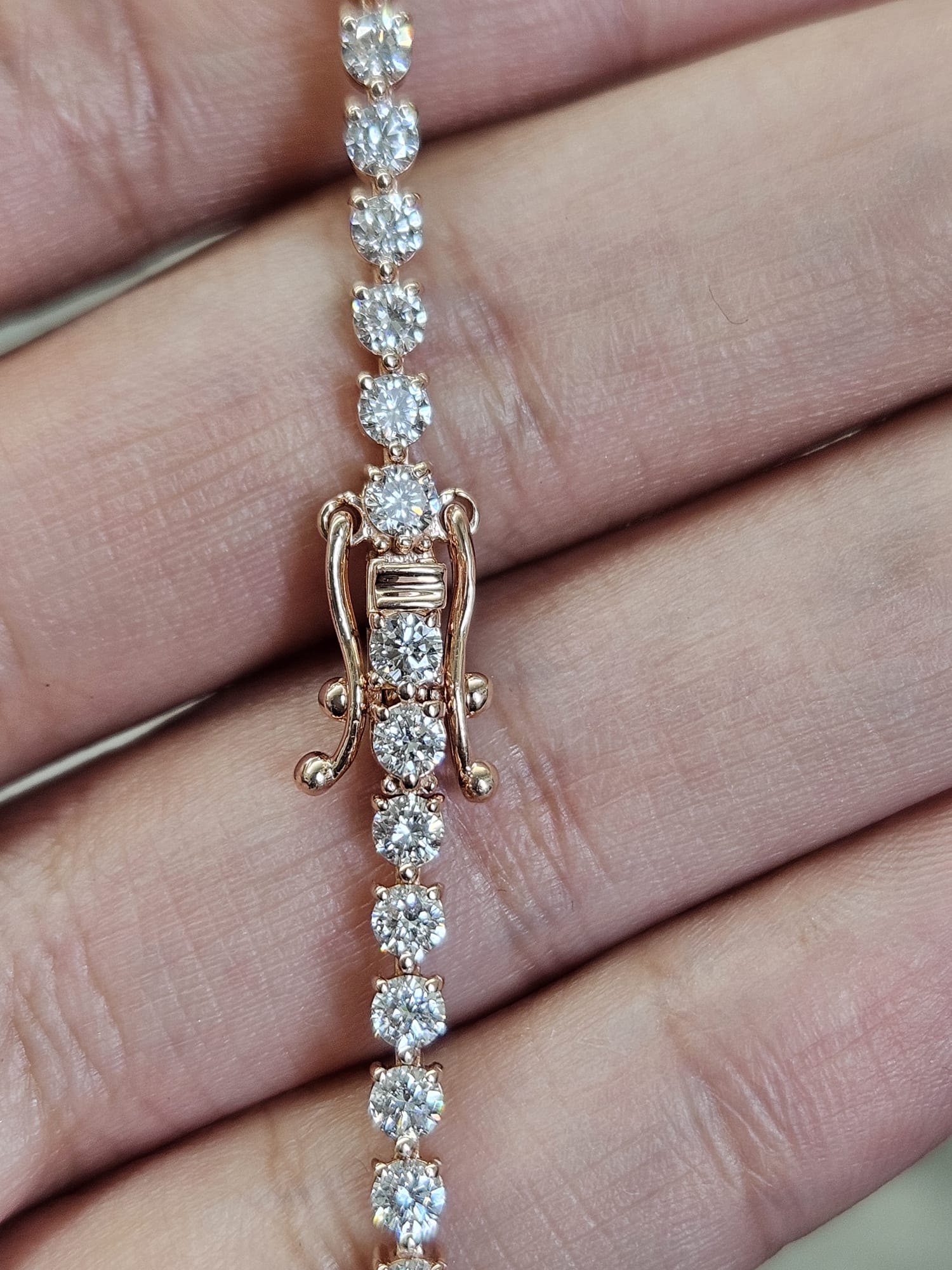 2.87cttw Rose Gold 3 Prongs Lab Diamond 7" Bracelet