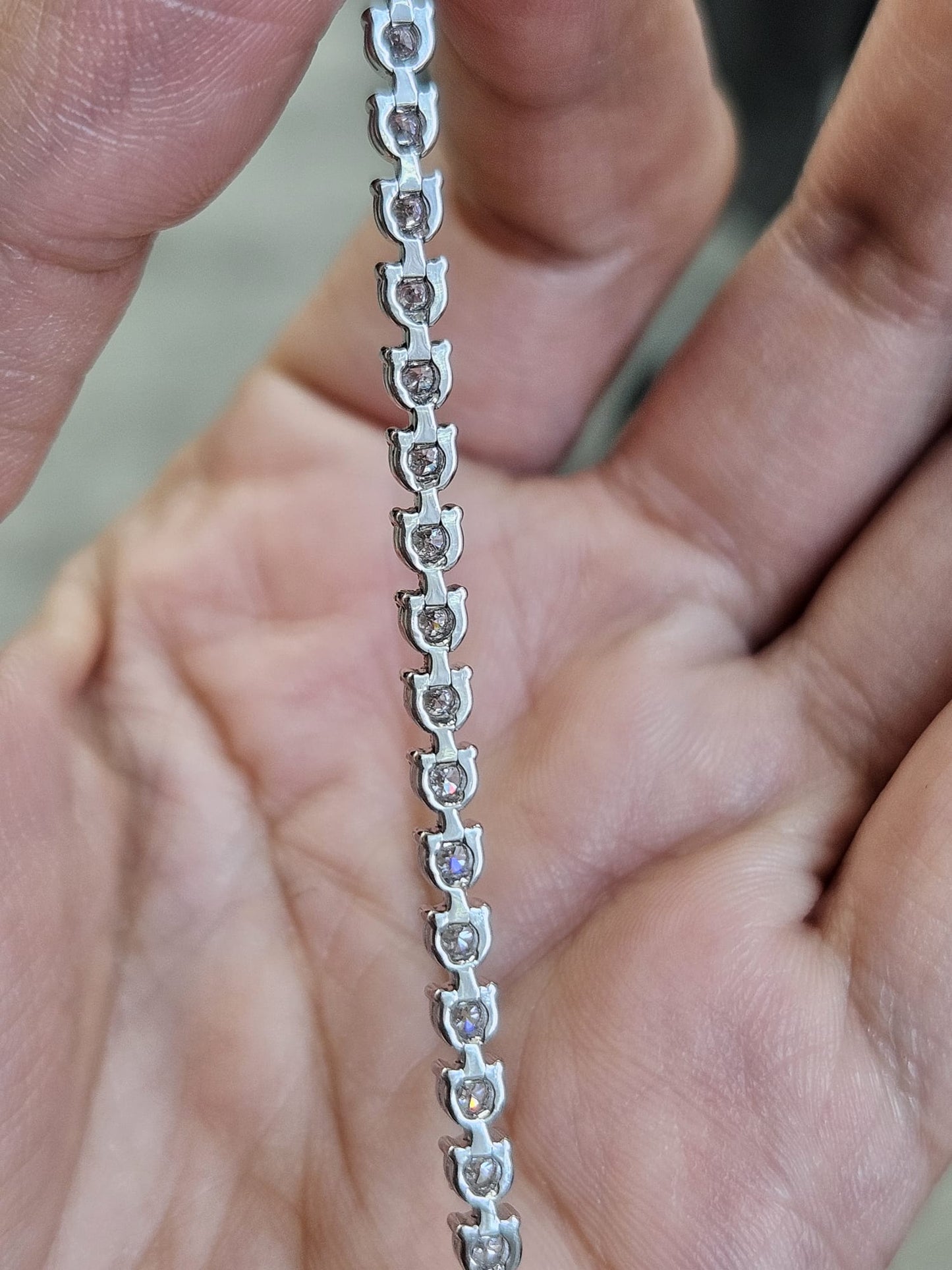 IDT 3.74ct White Gold 3 Prong Lab Diamond 7" Tennis Bracelet