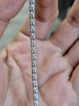 IDT 3.74ct White Gold 3 Prong Lab Diamond 7" Tennis Bracelet