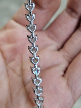 IDT 7.84ct White Gold 3 Prong Heart Shape Lab Diamond 7" Tennis Bracelet