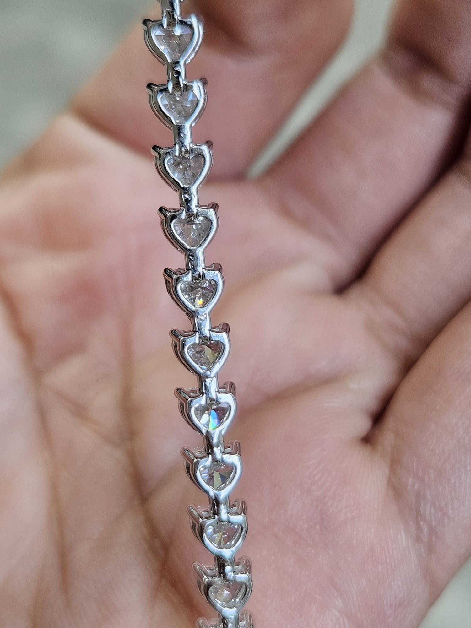 IDT 7.84ct White Gold 3 Prong Heart Shape Lab Diamond 7" Tennis Bracelet