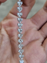 IDT 7.84ct White Gold 3 Prong Heart Shape Lab Diamond 7" Tennis Bracelet