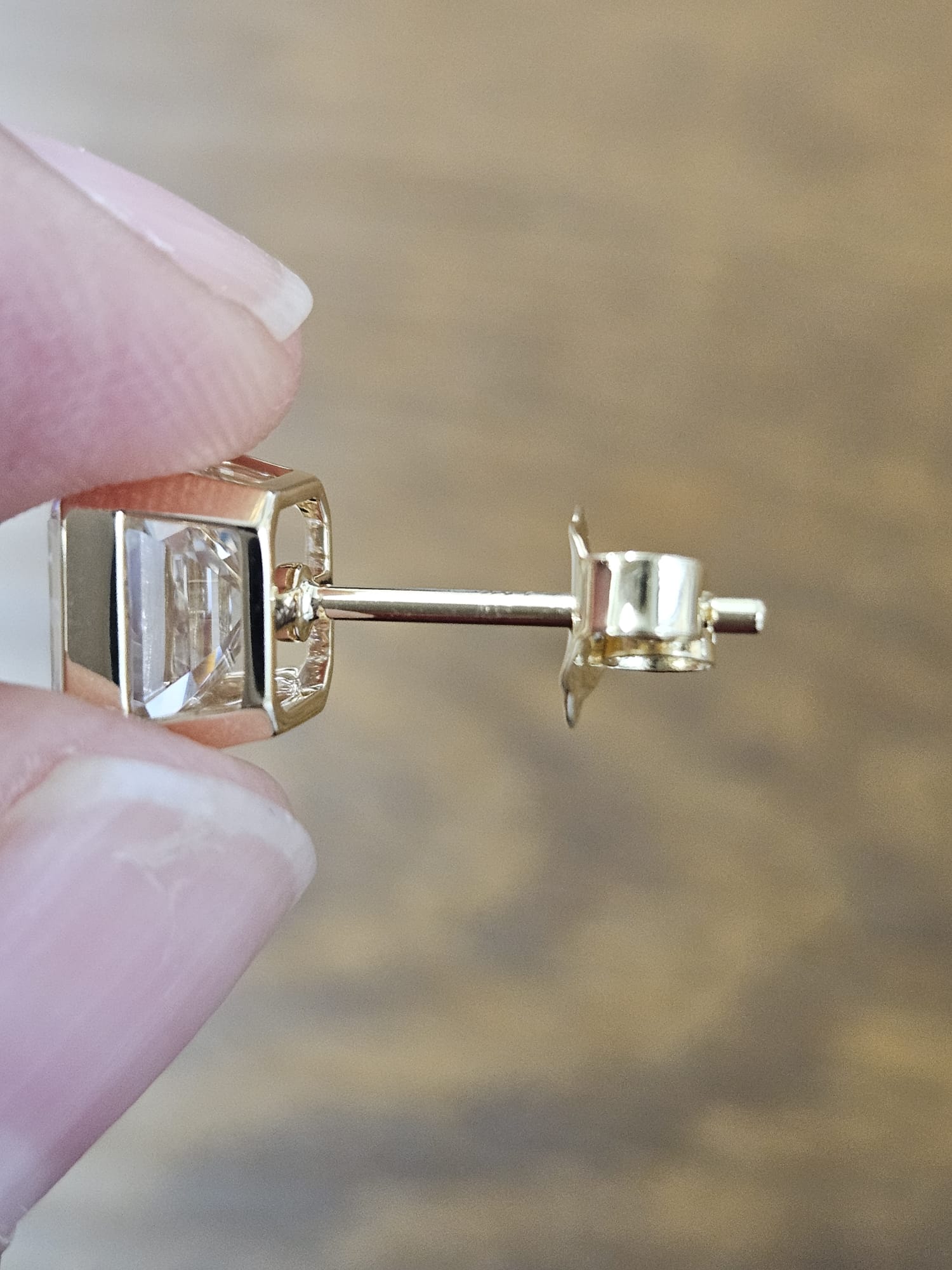 4.04Cttw Bezel Set Yellow Gold Asscher Shape Lab Diamond Earring