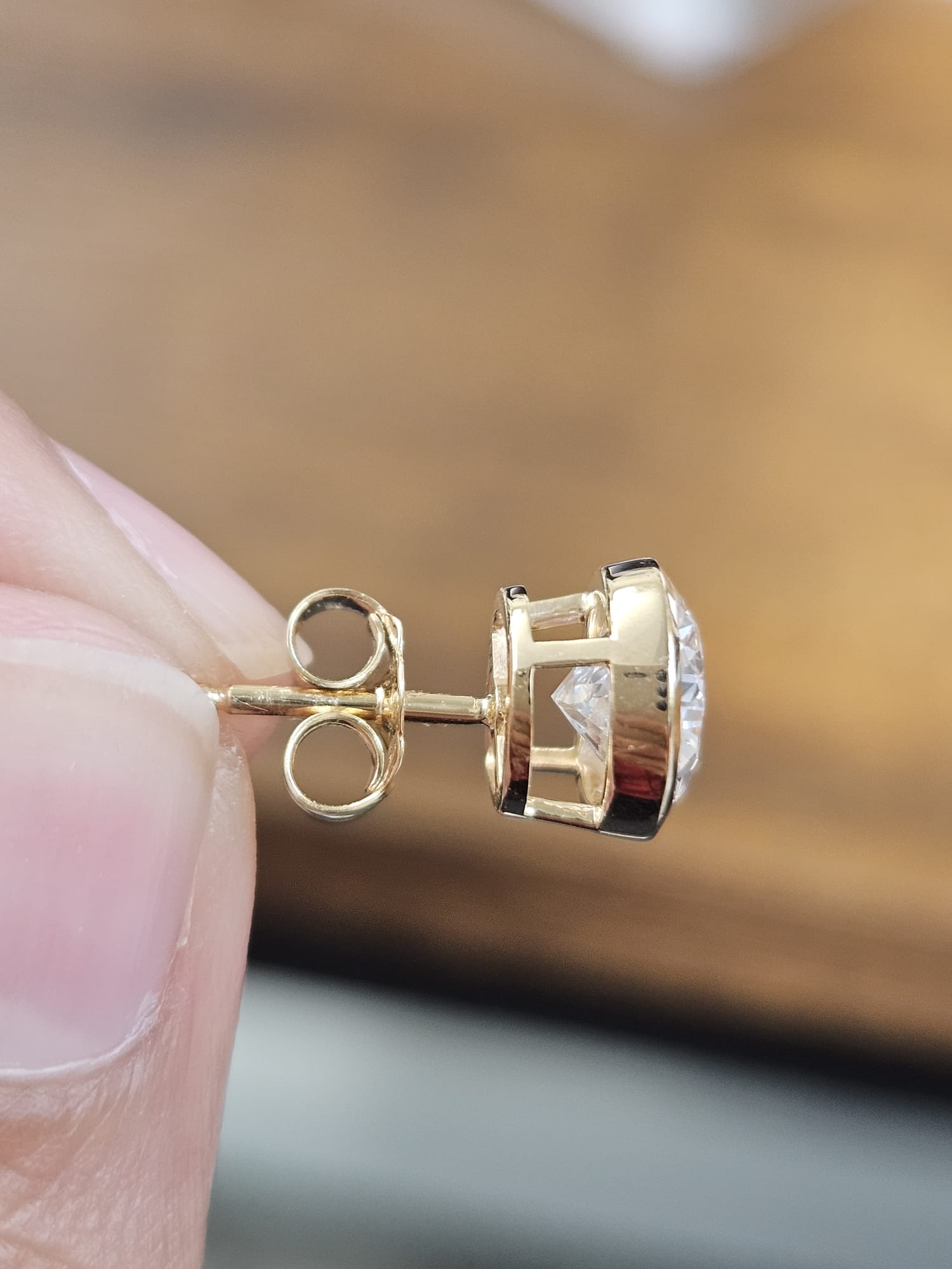3.04Cttw Bezel Set Yellow Gold Pear Shape Lab Diamond Earring