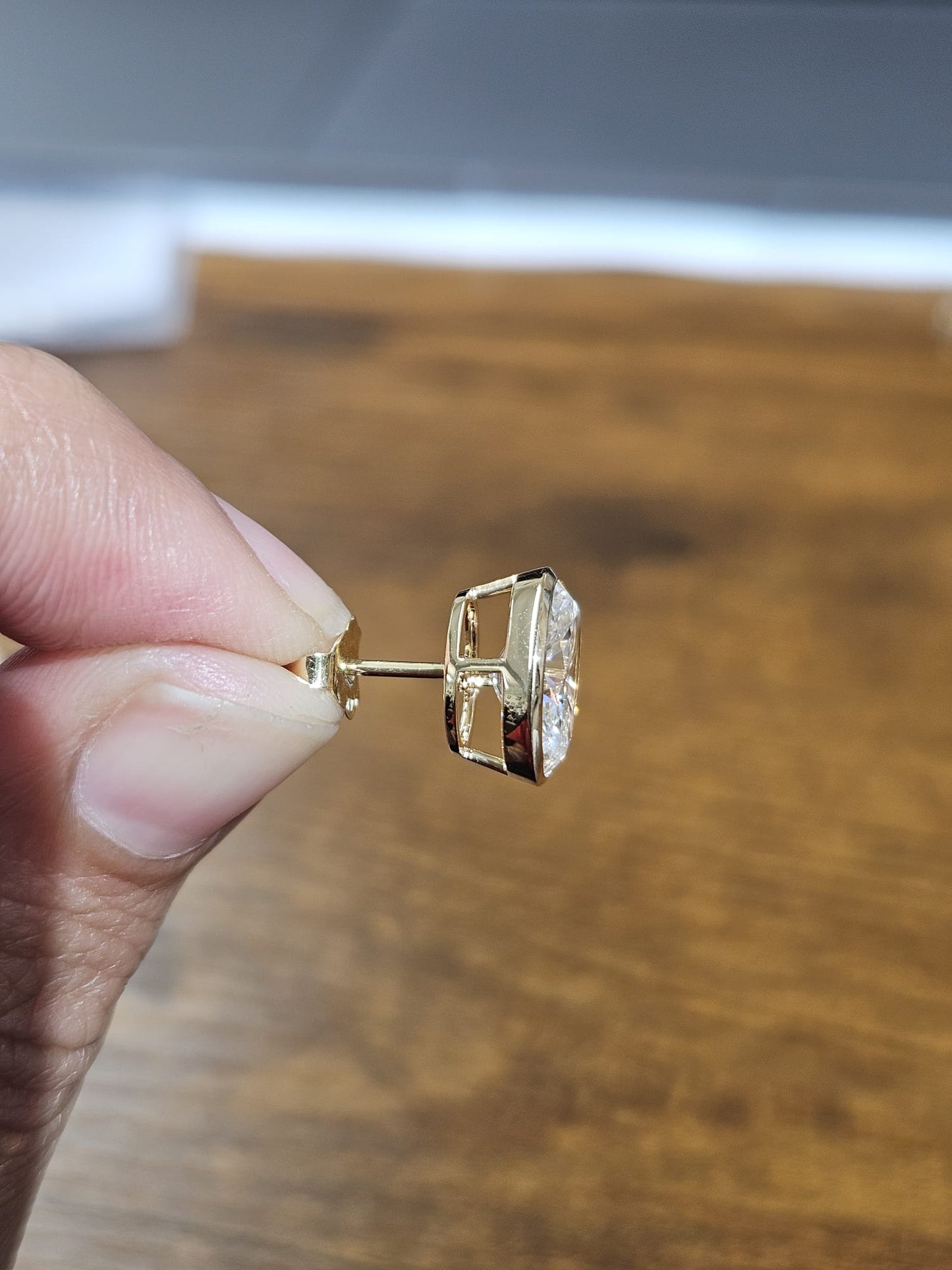 4.04Cttw Bezel Set Yellow Gold Oval Shape Lab Diamond Earring