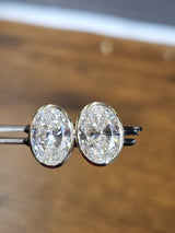 4.04Cttw Bezel Set Yellow Gold Oval Shape Lab Diamond Earring