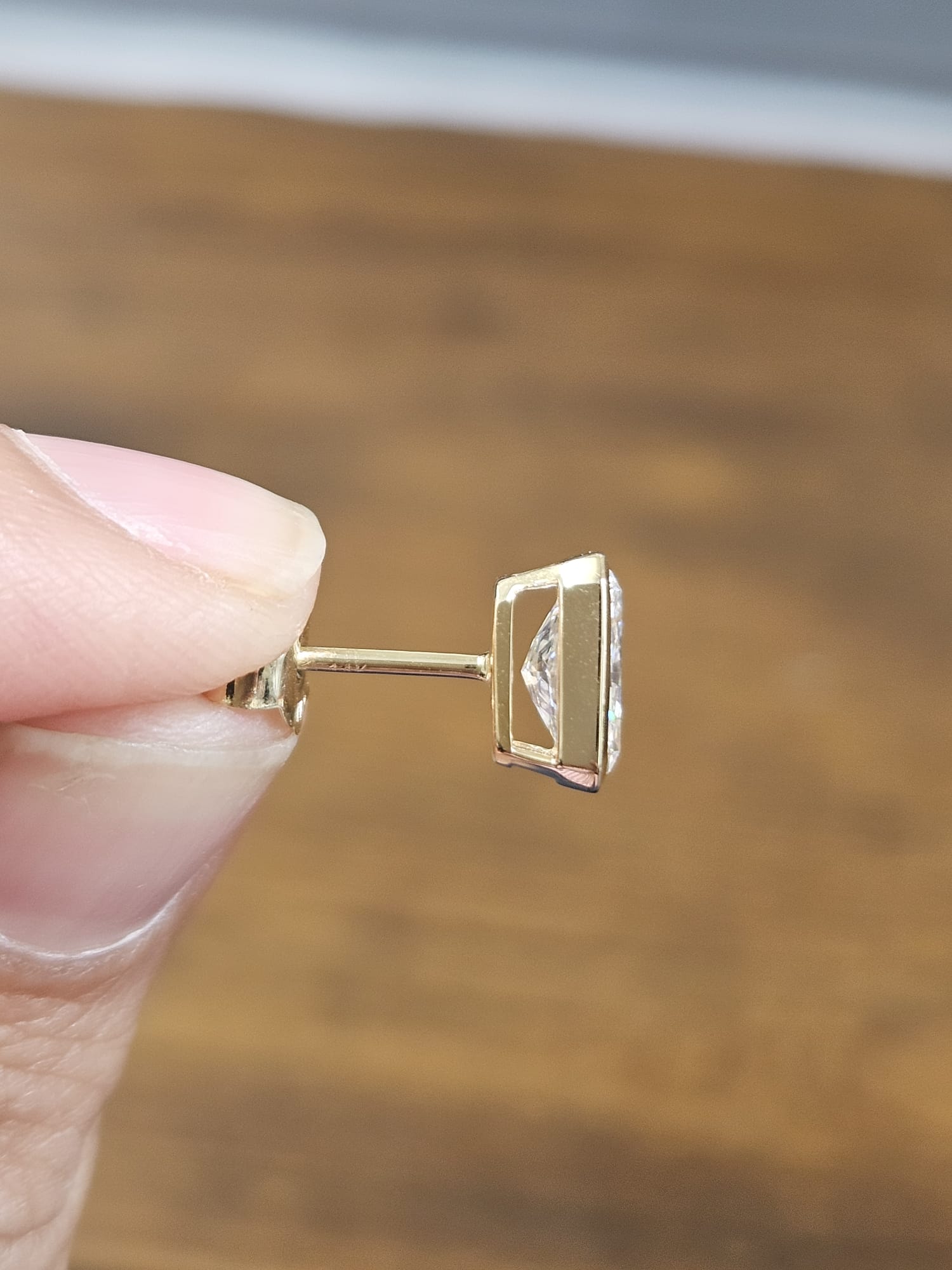 2.07Cttw Bezel Set Yellow Gold Radiant Shape Lab Diamond Earring