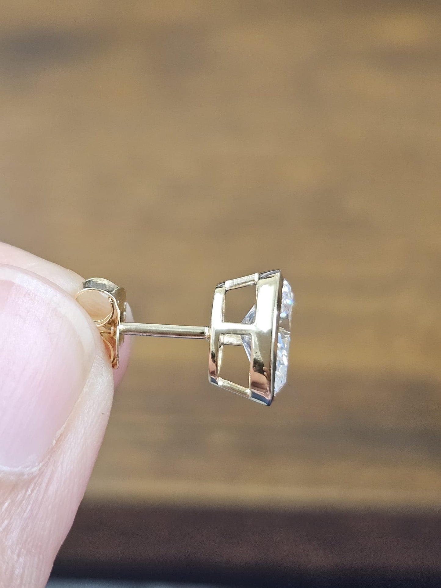 2.07Cttw Bezel Set Yellow Gold Oval Shape Lab Diamond Earring
