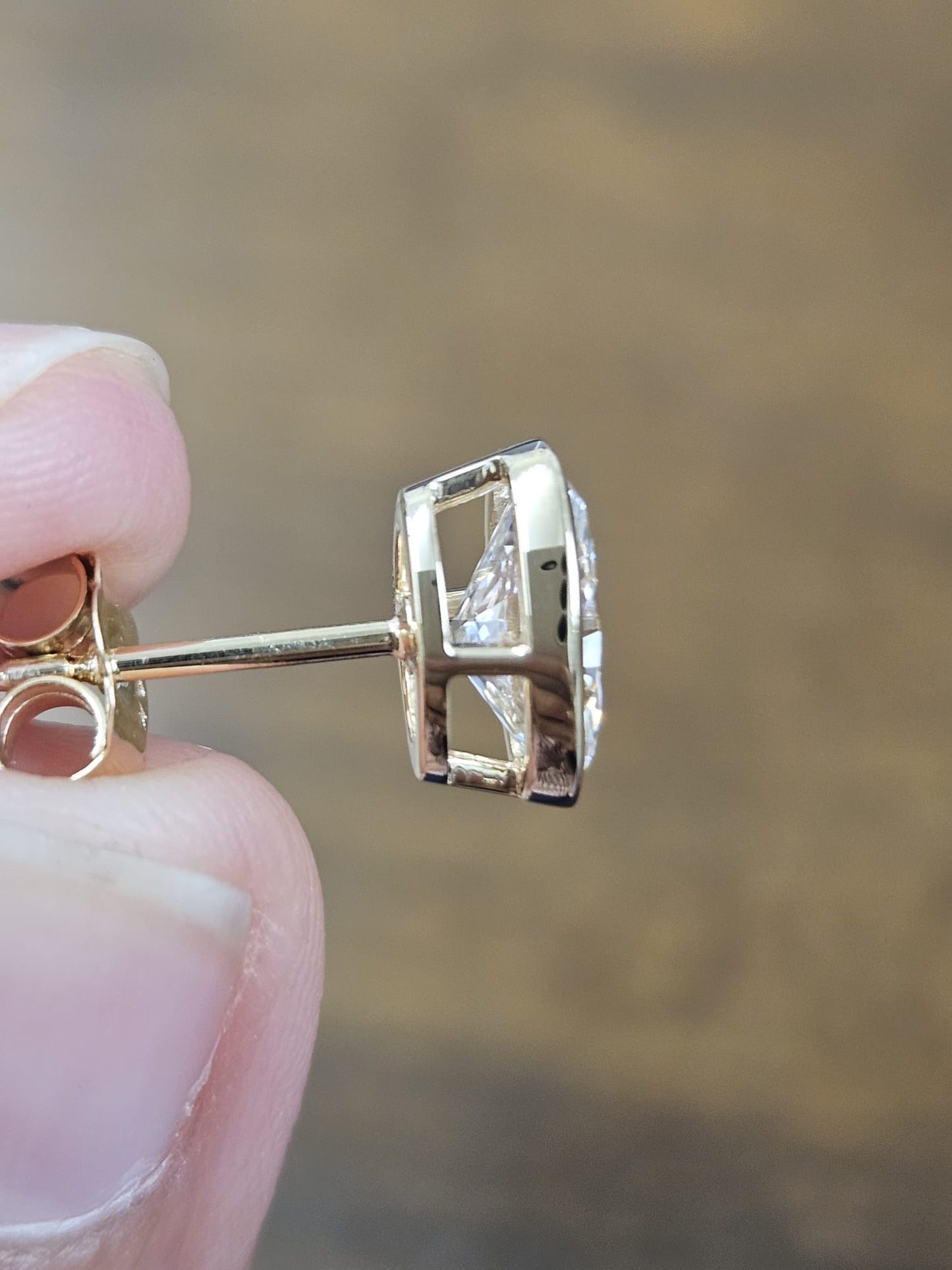 2.06Cttw Bezel Set Yellow Gold Oval Shape Lab Diamond Earring