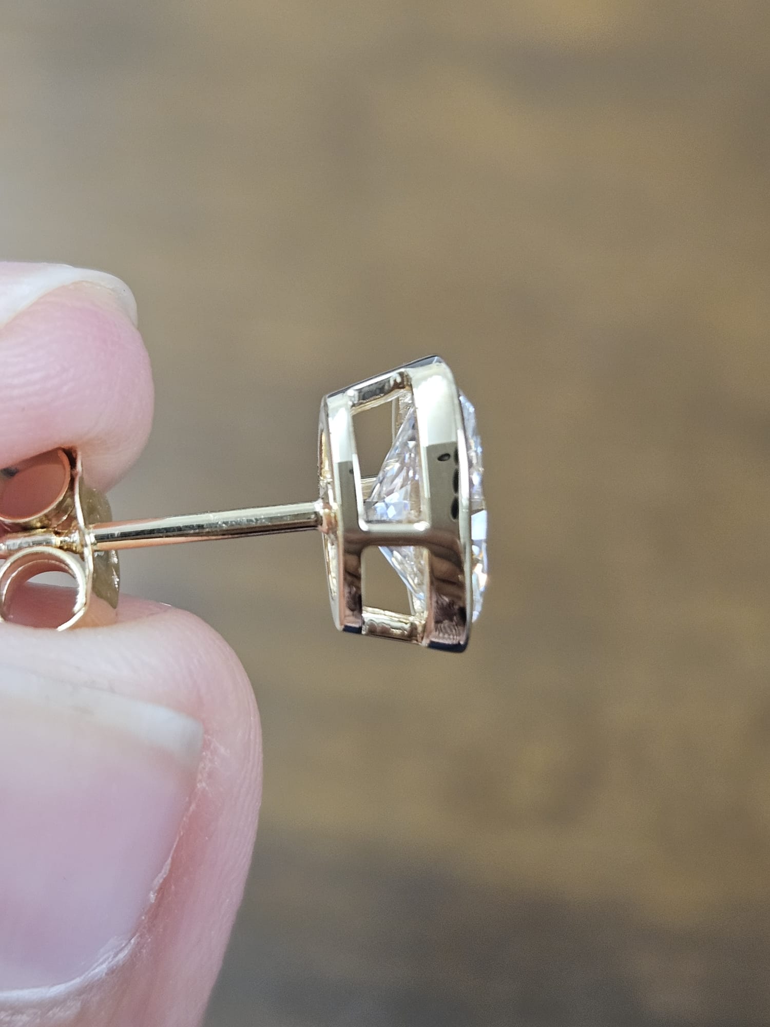 2.06Cttw Bezel Set Yellow Gold Oval Shape Lab Diamond Earring