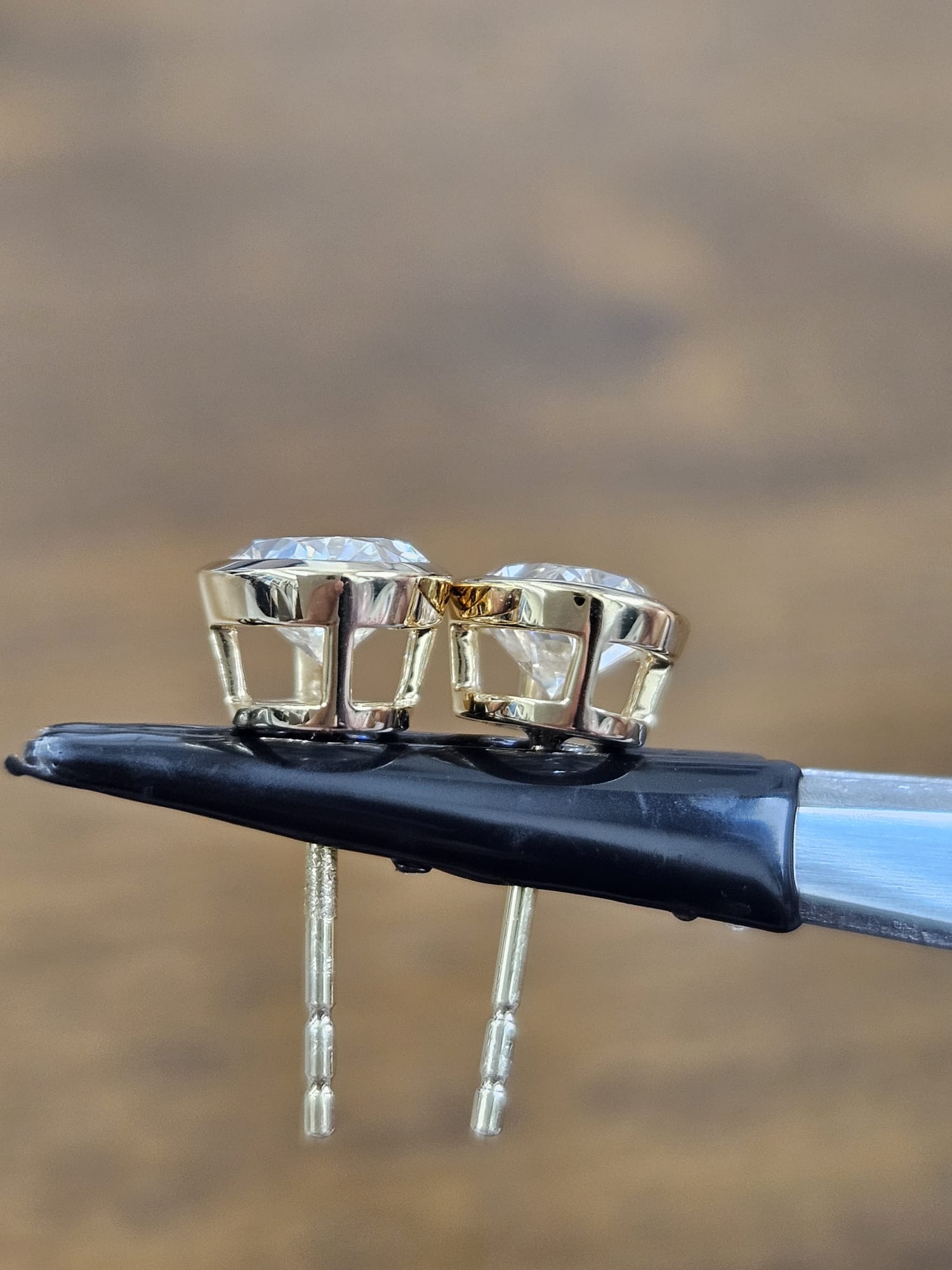 2.06Cttw Bezel Set Yellow Gold Oval Shape Lab Diamond Earring