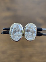 2.06Cttw Bezel Set Yellow Gold Oval Shape Lab Diamond Earring