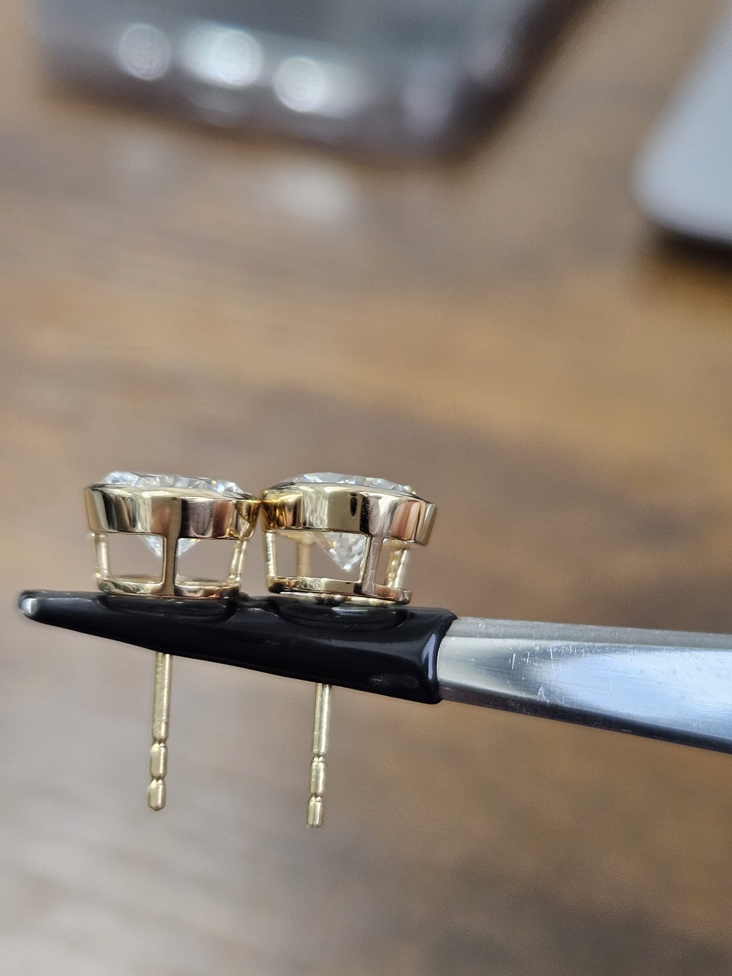 4.05Cttw Bezel Set Yellow Gold Pear Shape Lab Diamond Earring