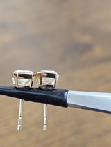 2.03Cttw Bezel Set Yellow Gold Emerald Shape Lab Diamond Earring
