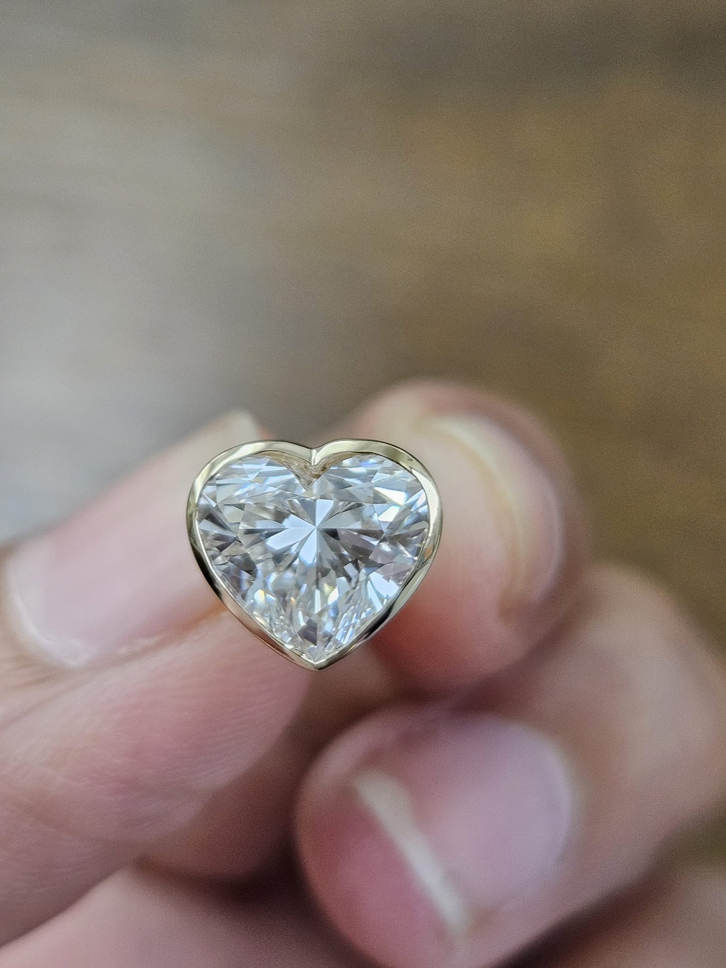 3.2Cttw Yellow Gold Bezel Set Heart Shape Lab Diamond Earring