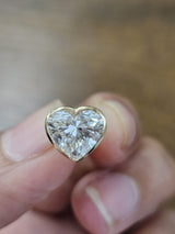 3.2Cttw Yellow Gold Bezel Set Heart Shape Lab Diamond Earring