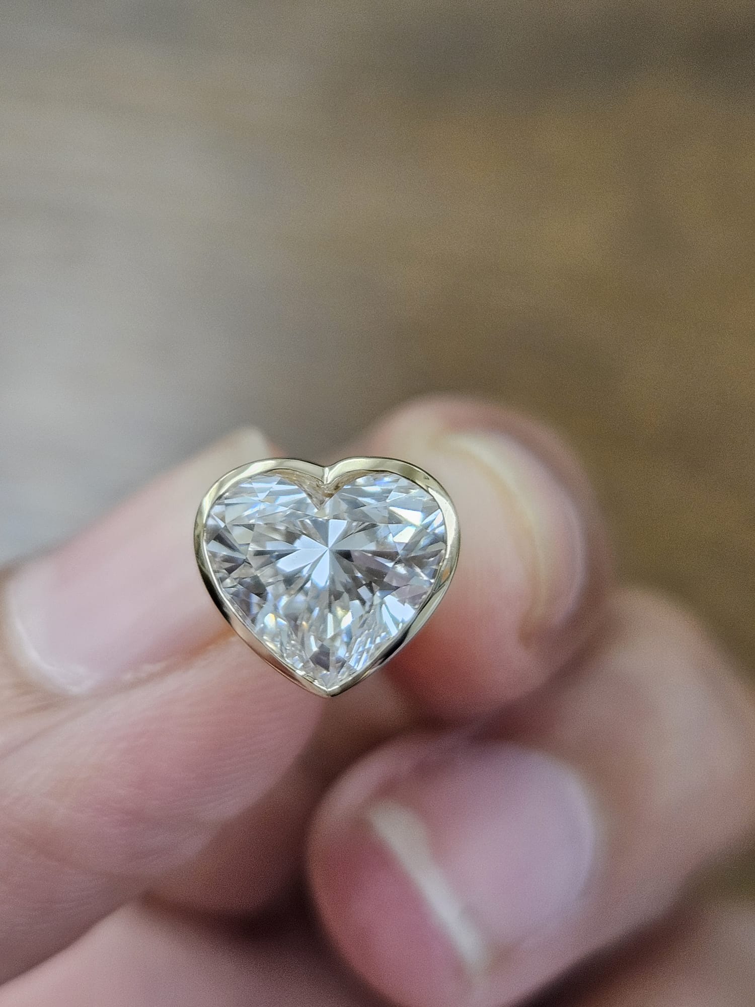3.2Cttw Yellow Gold Bezel Set Heart Shape Lab Diamond Earring