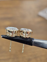 3.2Cttw Yellow Gold Bezel Set Heart Shape Lab Diamond Earring