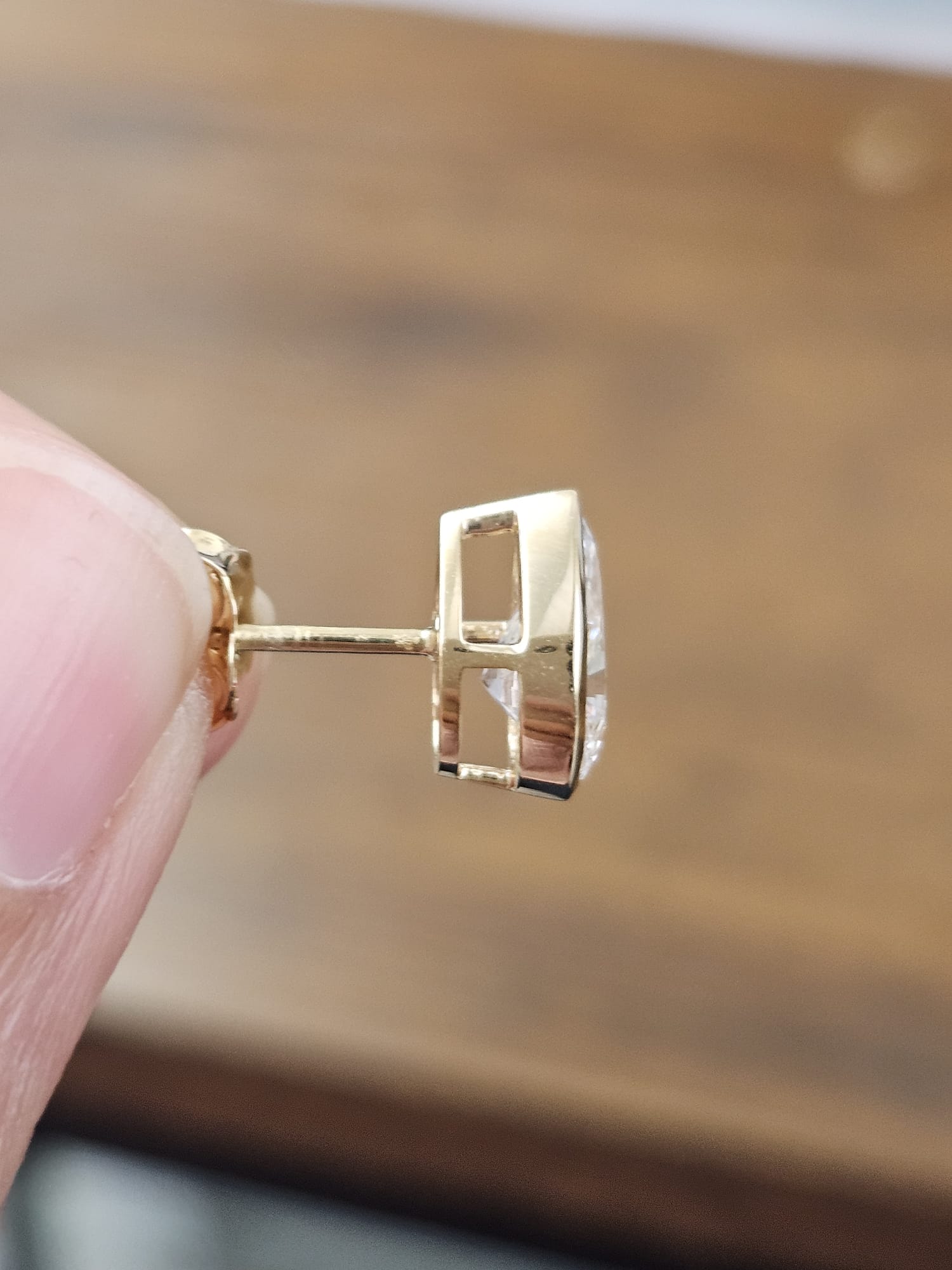 2.04Cttw Bezel Set Yellow Gold Pear Shape Lab Diamond Earring