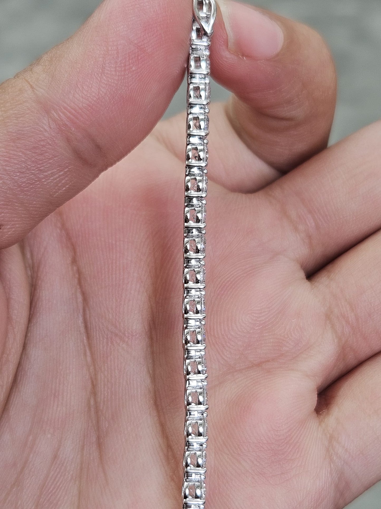 4.58Cttw White Gold 3 Prong Round Lab Diamond 6" Tennis Bracelet