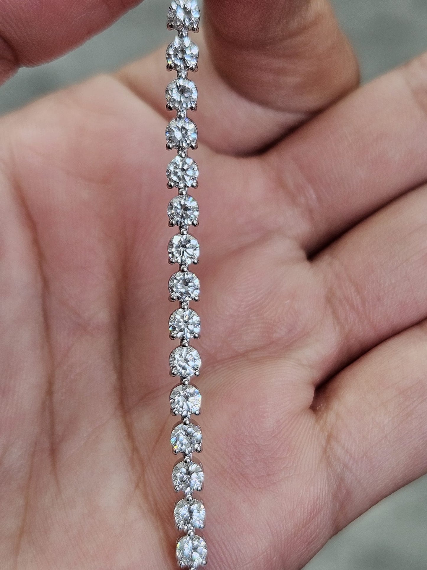 4.58Cttw White Gold 3 Prong Round Lab Diamond 6" Tennis Bracelet