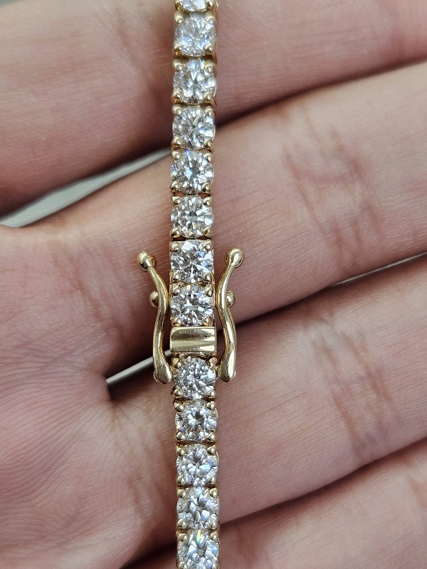 6.40Cttw Yellow Gold Round Lab Diamond 7" Tennis Bracelet
