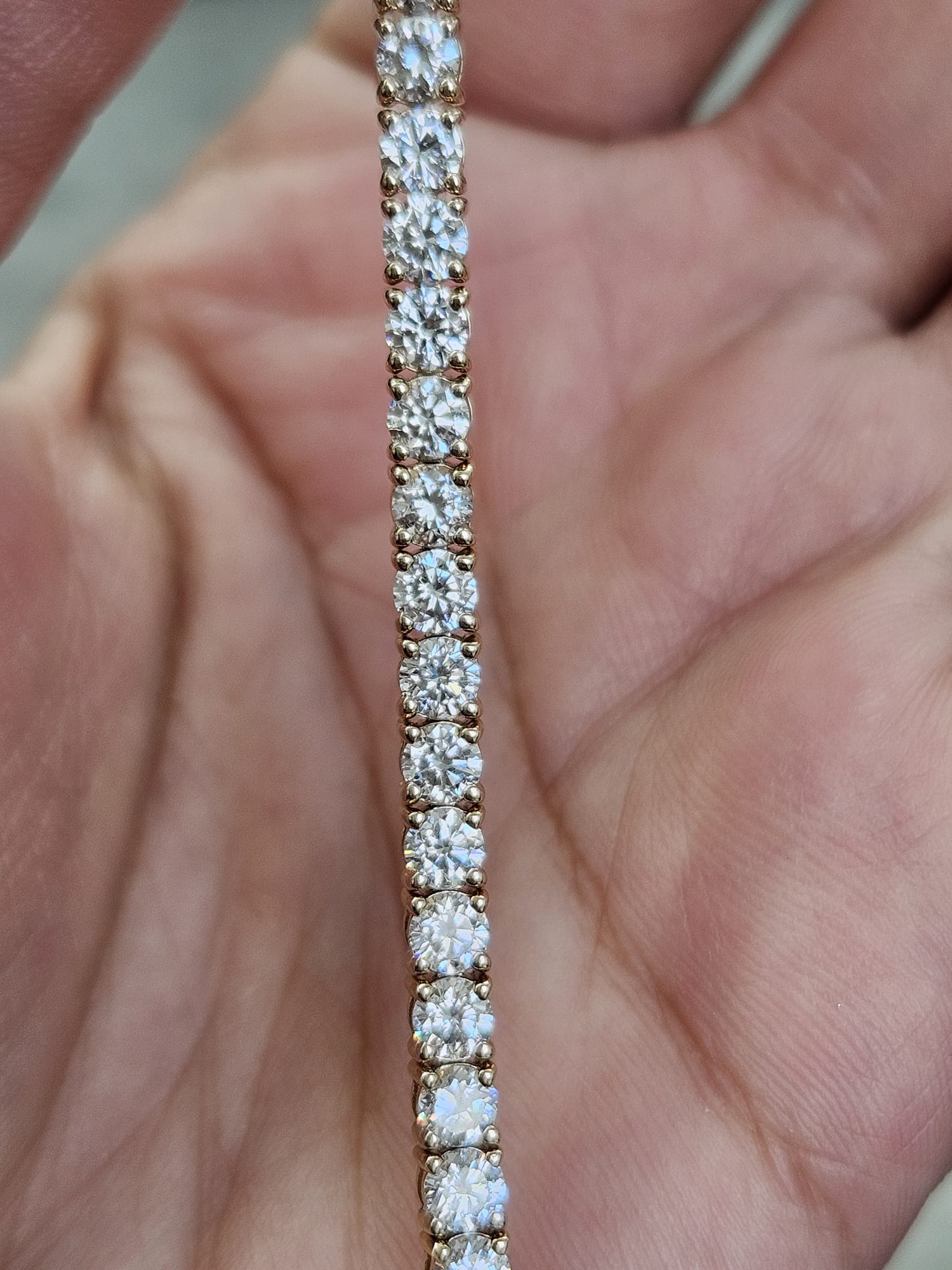 6.40Cttw Yellow Gold Round Lab Diamond 7" Tennis Bracelet