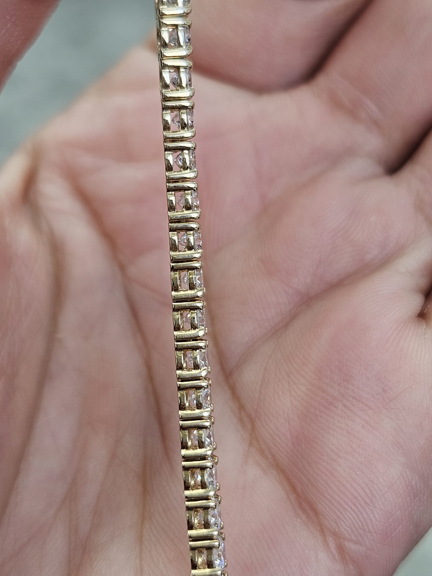 6.40Cttw Yellow Gold Round Lab Diamond 7" Tennis Bracelet