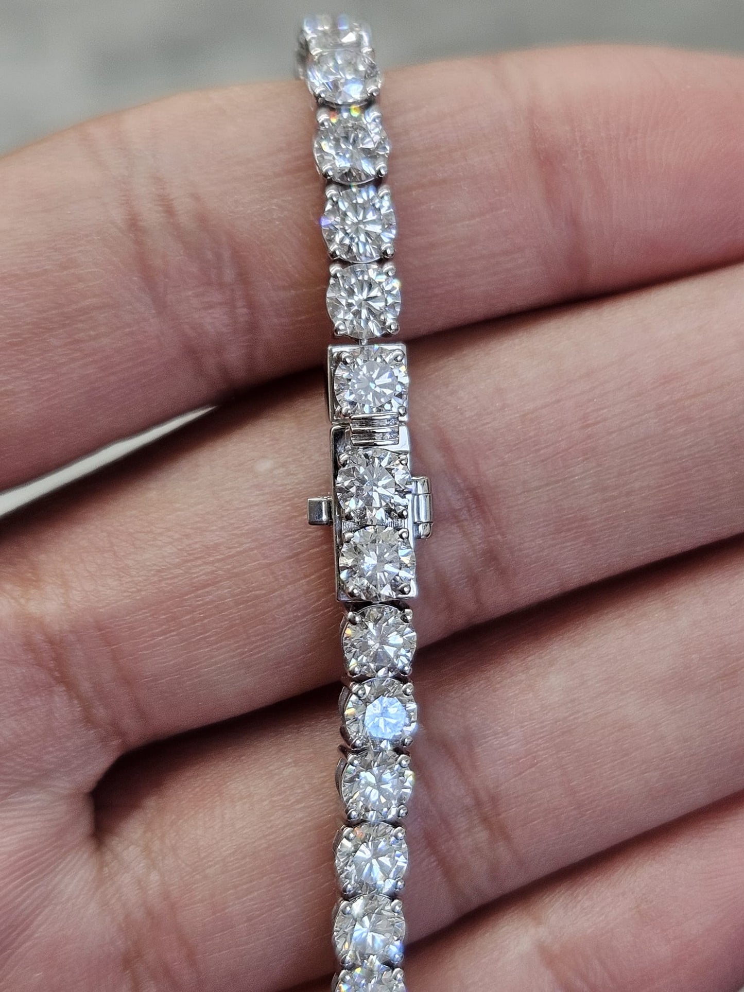 10Cttw White Gold & Yellow Gold Light Weight Round Lab Diamond Tennis Bracelet
