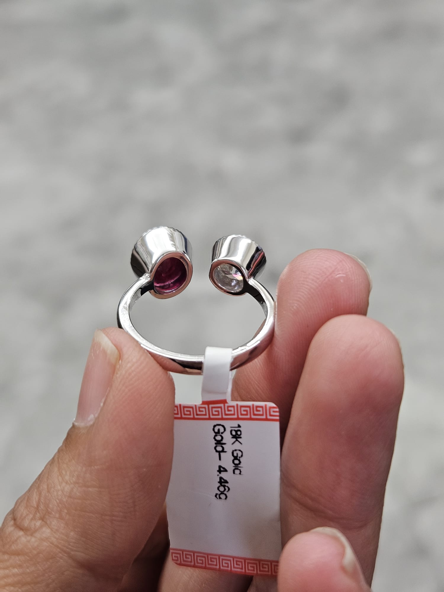 White Gold Lab Diamond & Natural Pink Ruby Ring