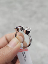 White Gold Lab Diamond & Natural Pink Ruby Ring