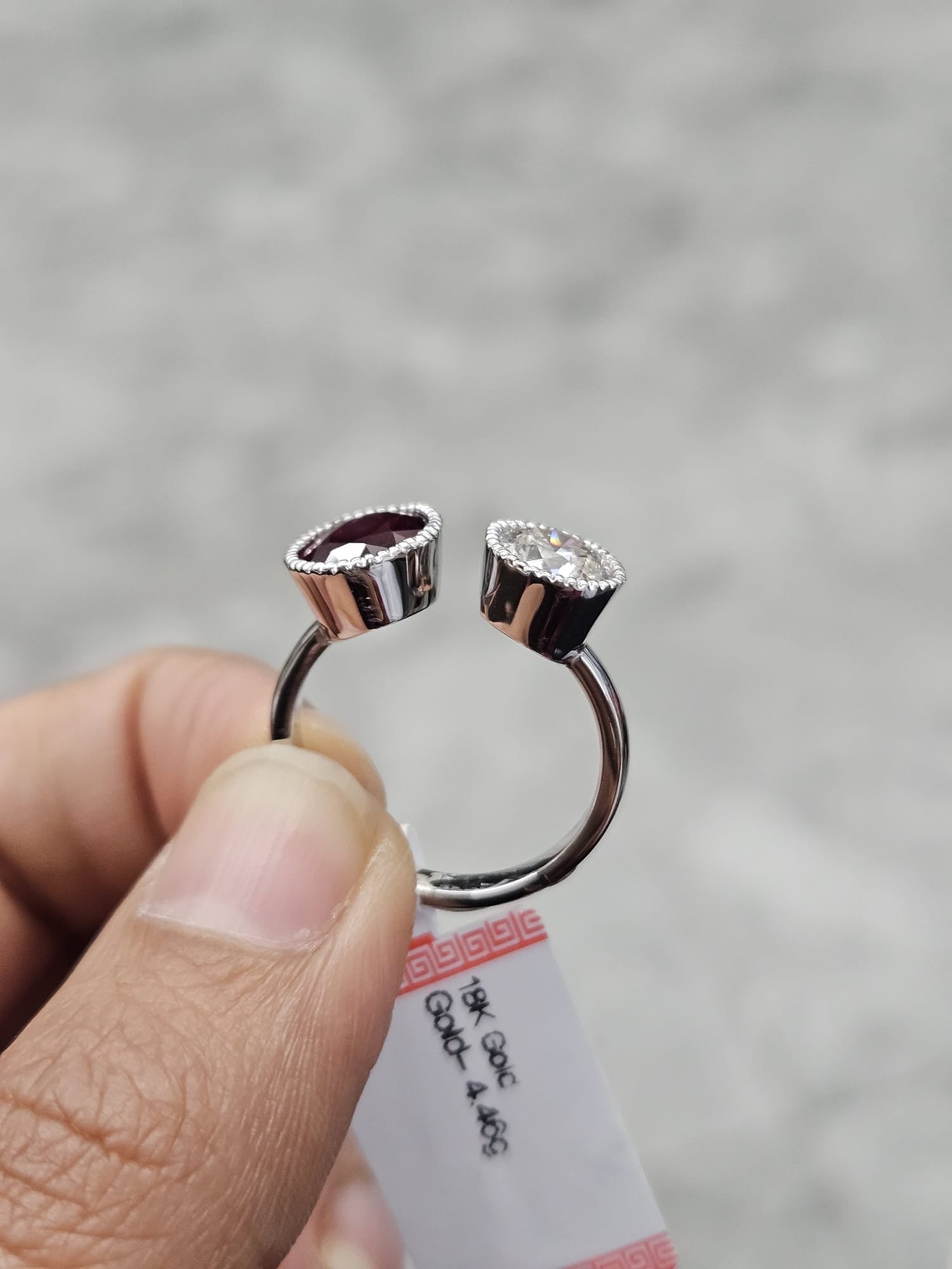 White Gold Lab Diamond & Natural Pink Ruby Ring