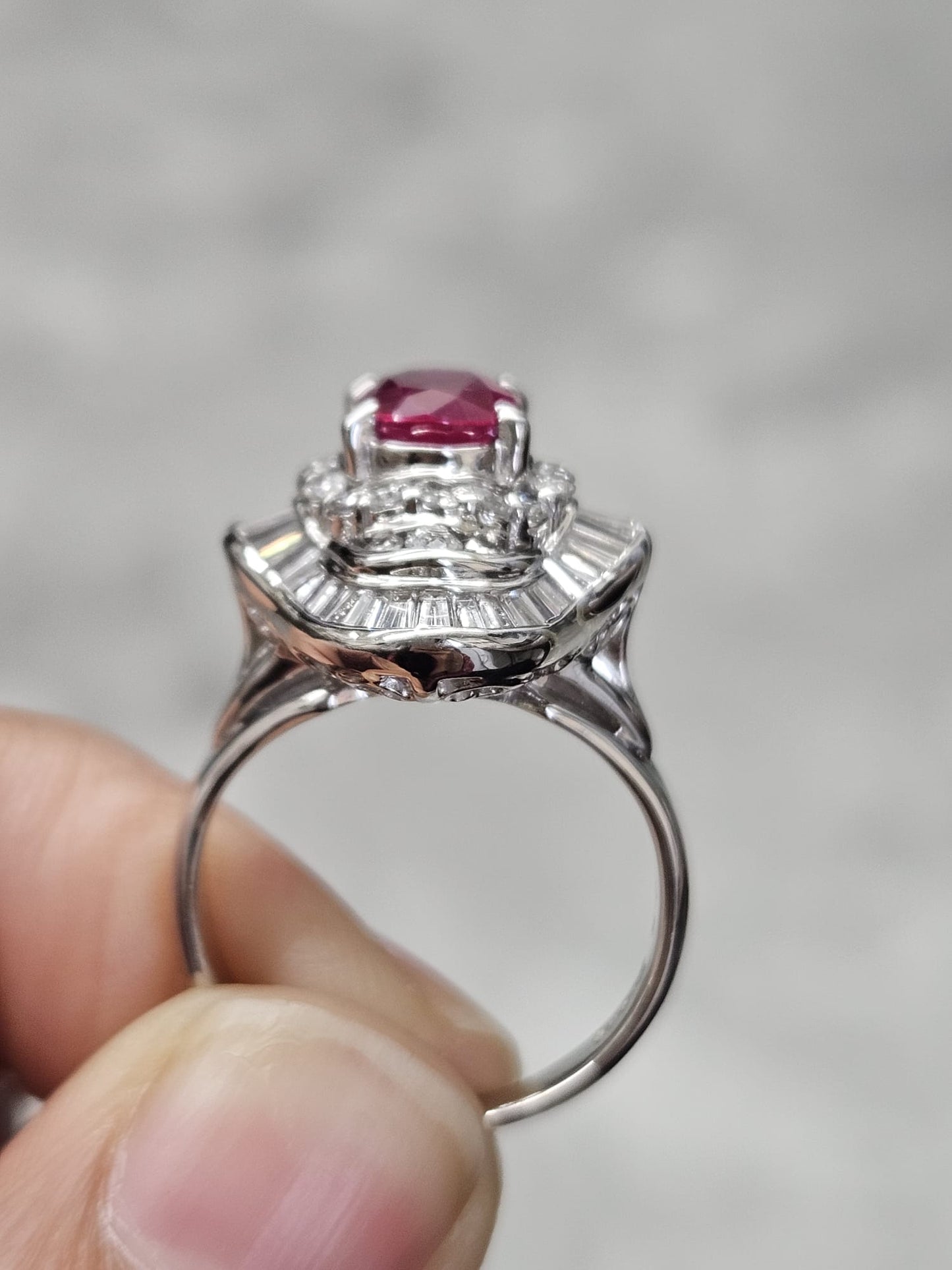 GIA Cerified Ruby Platinum with Natural Diamond Ring