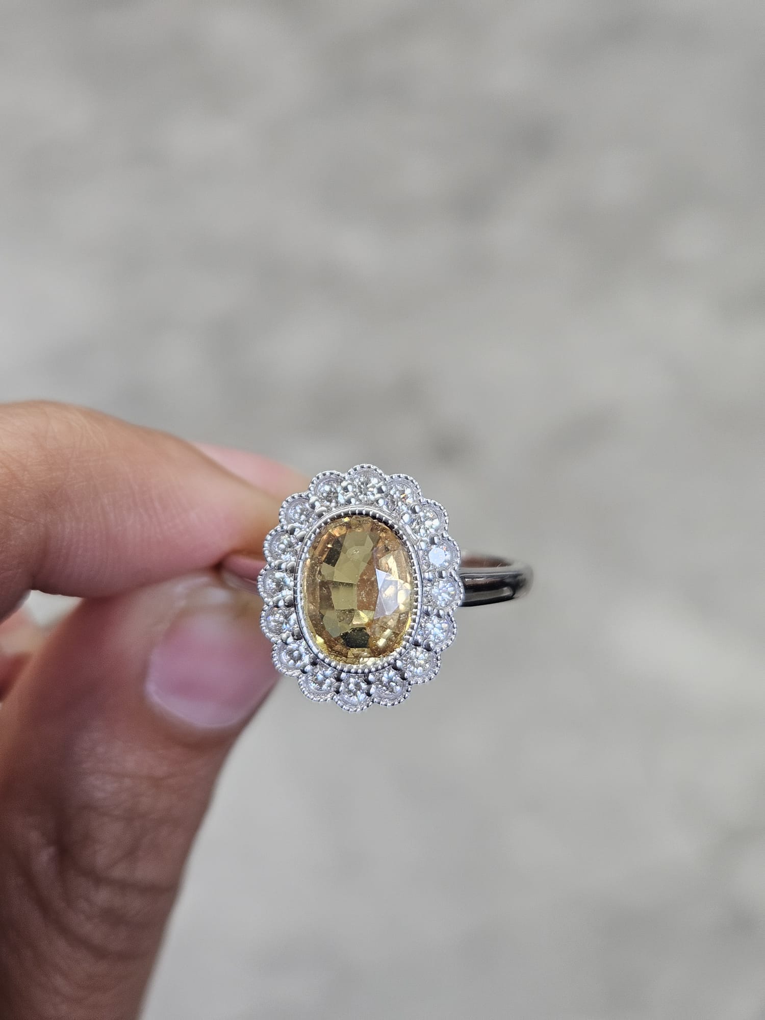 1.74ct Yellow Sapphire White Gold Natural Diamond Ring