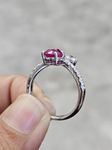 1.13ct Natural Ruby & Diamond Platinum Ring