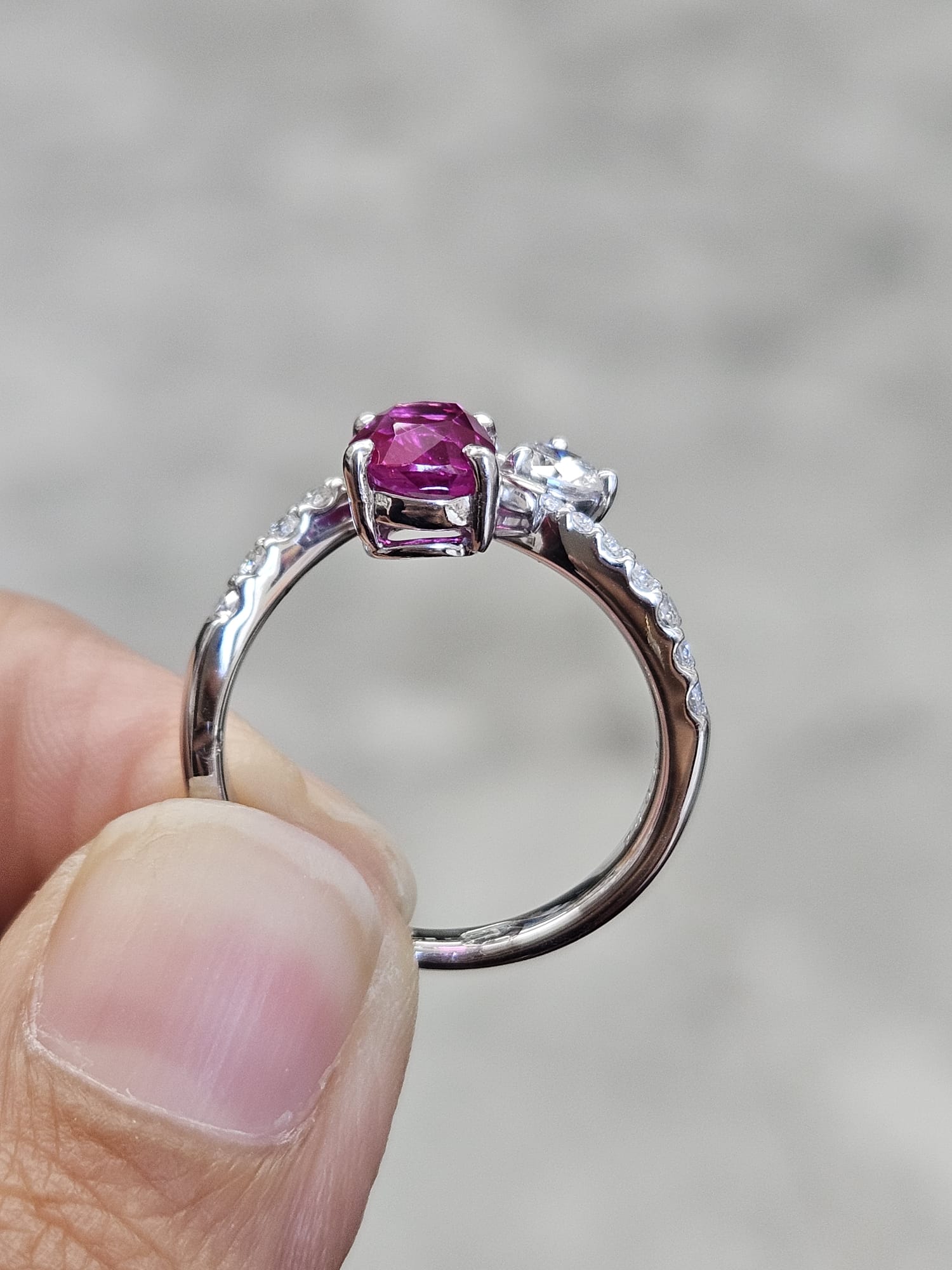 1.13ct Natural Ruby & Diamond Platinum Ring