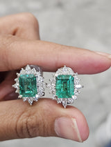 Green Emerald White Gold Earring
